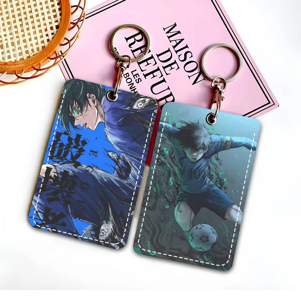 Japanese Anime B-Blue Lock Rin Itoshi Access Card Case Holder Keychain Key Ring Door Access Tags ID Card Case Keychain