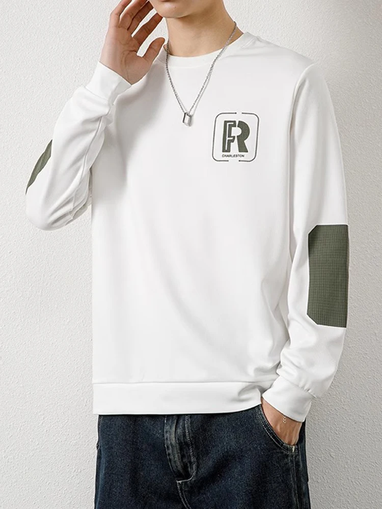 

Мужская толстовка свободного кроя с длинным рукавом и круглым вырезом, модная брендовая базовая одежда, повседневная осенняя молодежная кофта