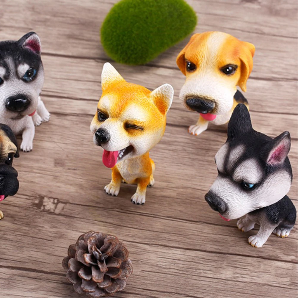 Bobble Dog Ornament Car Dashboard Decor Cartoon Ornaments Portable Bedroom Living Room Car Accessories