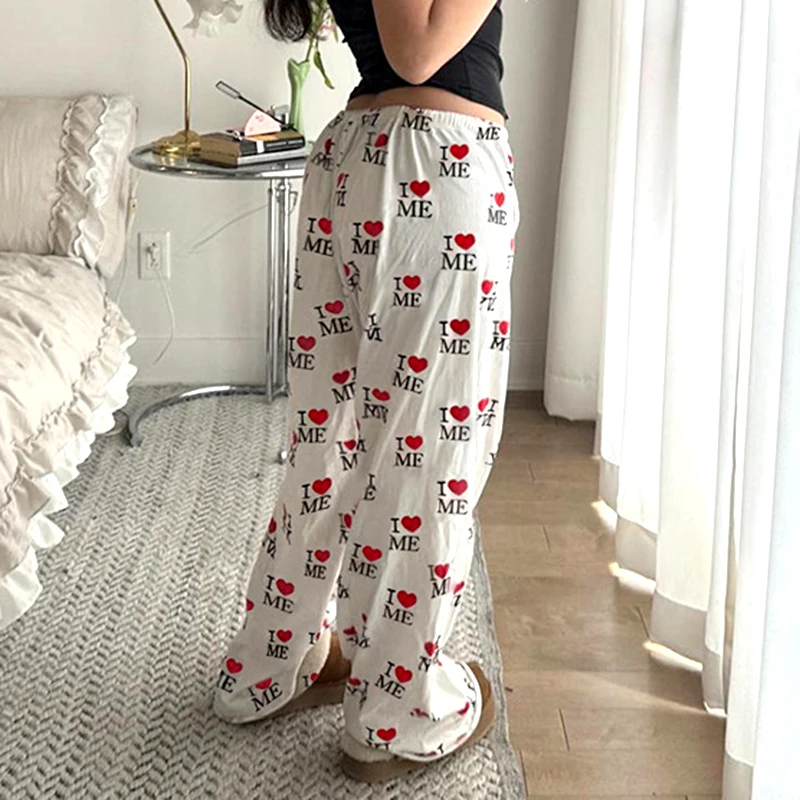 Dames losse comfortabele huisstijl bedrukte letterbroek herfst casual nieuwe mode damesbroek
