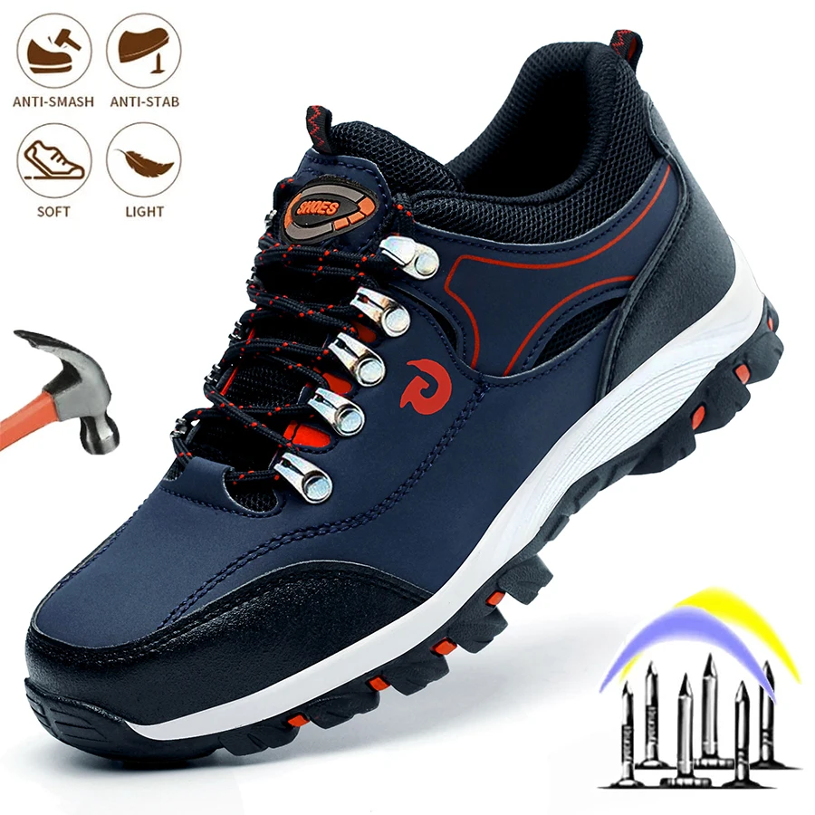 Lightweight Steel Toe Protective Sneakers for Men & Women Anti-Smash Anti-Puncture Breathable Industrial Construction Work Safety Shoes