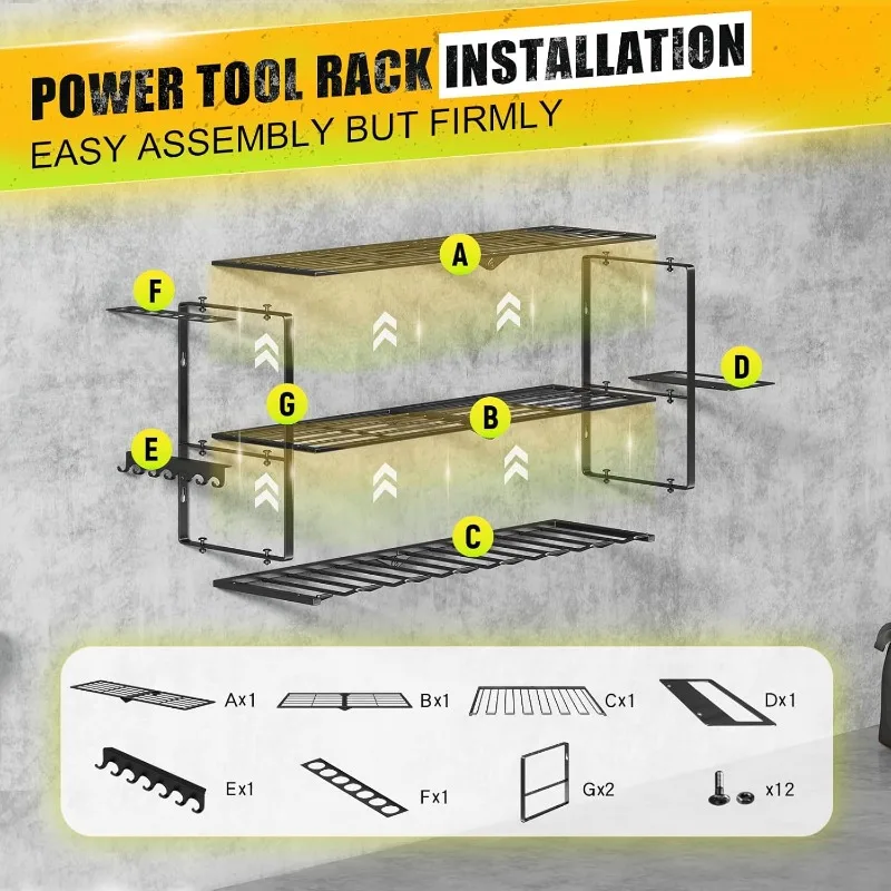 Power Tool Organizer Wall Mount  s Tools. Heavy Duty Iron Garage Tool Organizer Storage for Workshop Shed Pegboard Basement