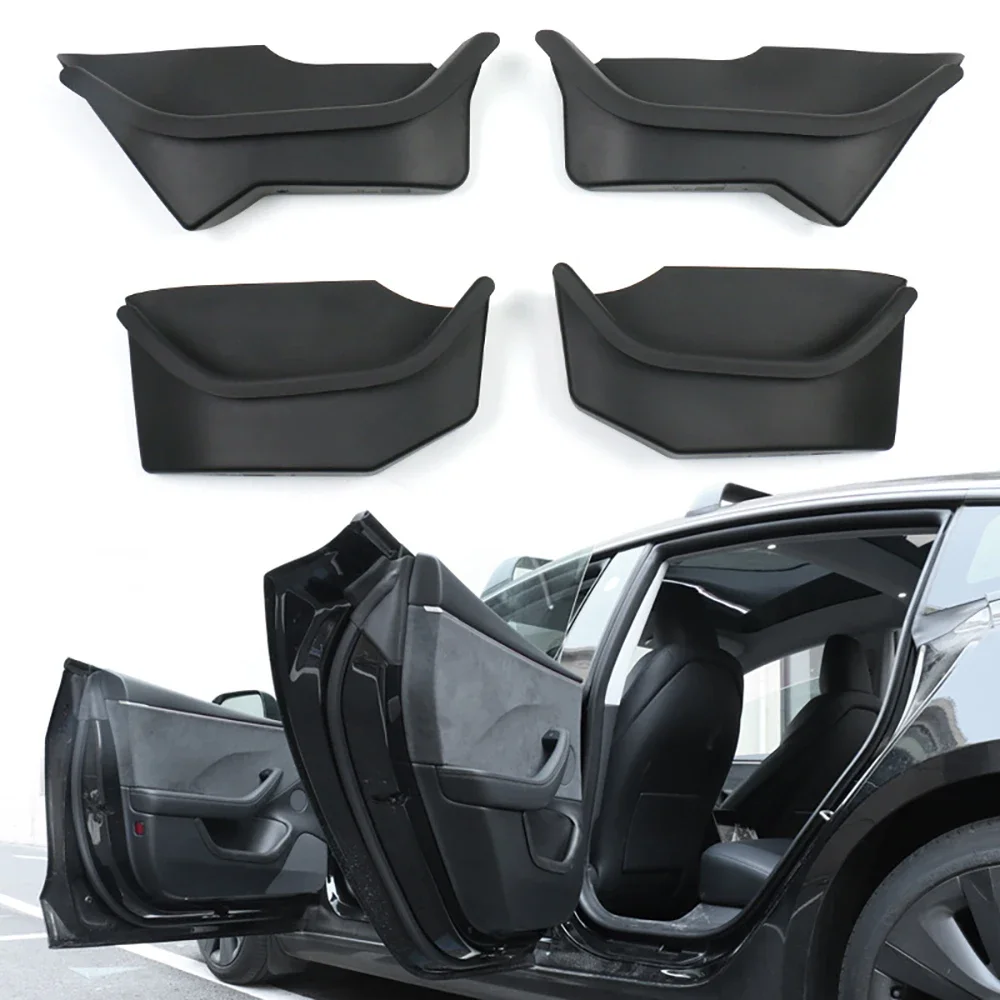 Rear Full Storage Box Door Handle Armrest Tray Organizer For Tesla New Model 3+ Highland 2024 Silicone Cover Car Accessories