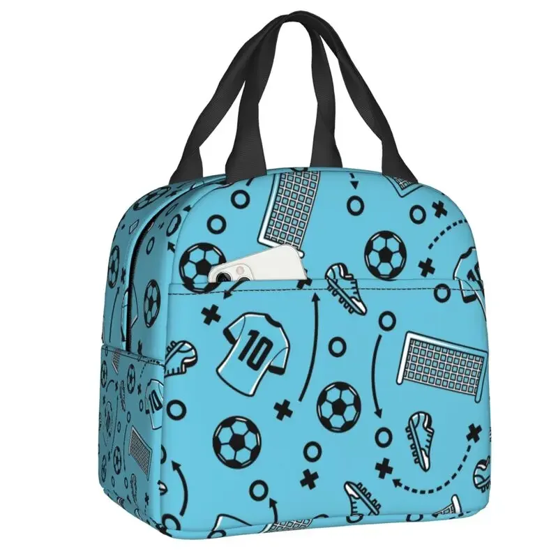 Custom Football Soccer Lunch Bag Men Women Cooler Warm Insulated Lunch Box for Children School