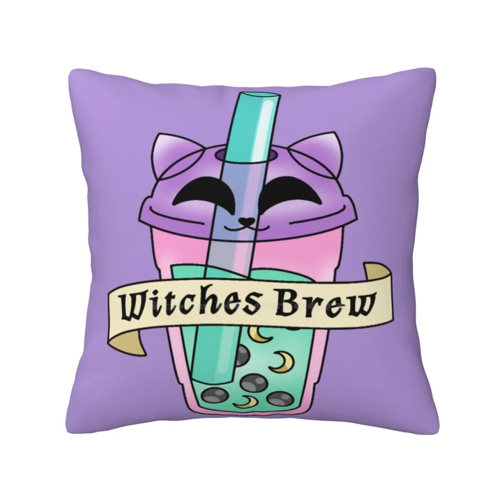 Witches Brew Boba Tea Home Sofa Car Waist Throw Pillowcase Witchy Pastel Goth Aesthetic Witches Brew Purple Lilac Pattern Magic