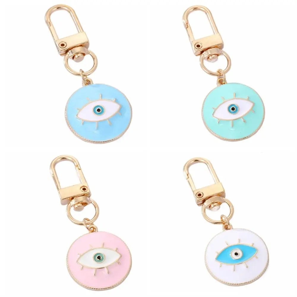 Lucky Turkish Evil Eye Keychain Retro Round Enamel Pendant Blue Eye Keyring Colorful Metal Lucky Eye Pendant Jewelry Gift