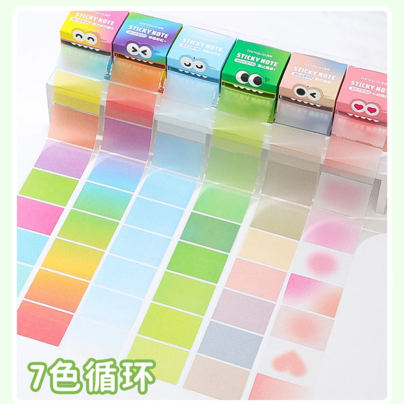 105 sheet Waterproof Glitter Transparent Sticky Notes Gradient Translucent Self-Adhesive Sticky Notes School Office Supplies