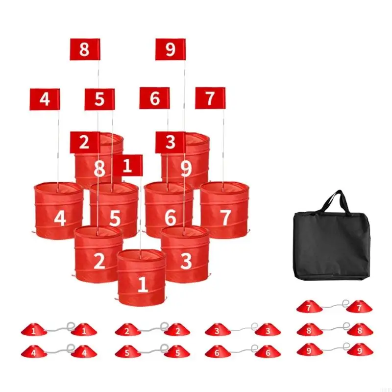 

Portable Golf Swing Training Bucket Game Set 9 Hole Kids Backyard Golf Game for Quick Setup Family Fun Outdoor Practice 69HD
