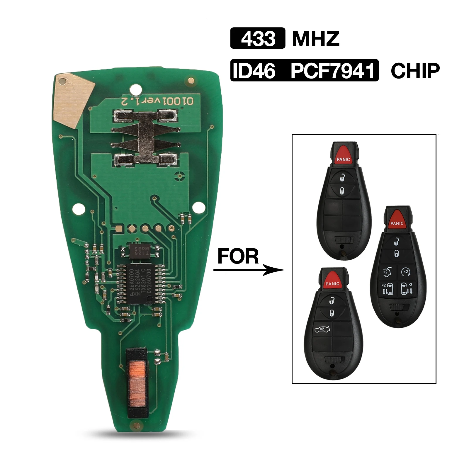 

jingyuqin 2/3/4/5/6/7 BTN Remote Key Circuit Board Fob 433MHZ ID46 PCF7941 Chip For Jeep Chrysler Town Country Mini Van Replace