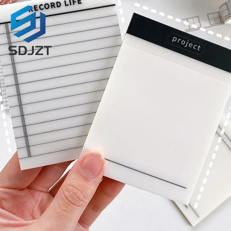 50 Sheets Transparent Grid Record Sticky Notes Waterproof Self-Adhesive Translucent Multi-function Sticky Note Pads for Books