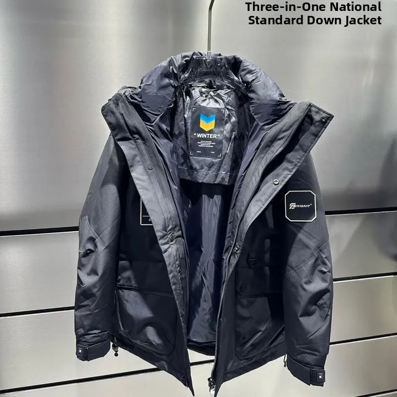 

Мужская куртка-трансформер 3-в-1 с капюшоном, утепленная флисом, ветрозащитная, теплая, в рабочем стиле, из нейлона, с наполнителем из утиного пуха