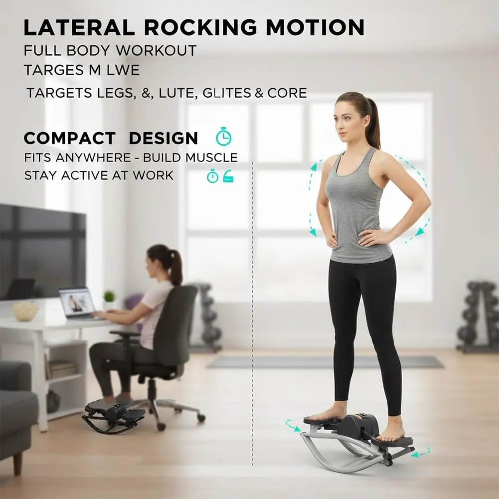 Rock Stepper Lateral Rocking Fitness Stepper Home Workout Machine Low-Impact Metal Portable Compact Side-to-Side Knees Joints