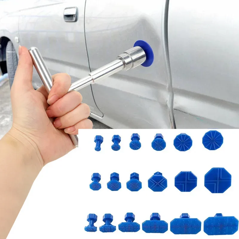 19pcs/set Universal Car Dent Puller Plastic Suction Cup For Pulling Vehicle Remove Dents Tabs Sheet Metal Repair Tool Kit Hammer