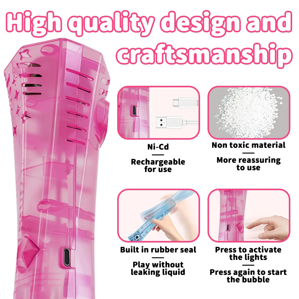 LED Bubble Wand Stick – Luminous Fairy Magic Wand Bubble Machine Toy, Perfect Outdoor Night Game & Party Gift for Girls