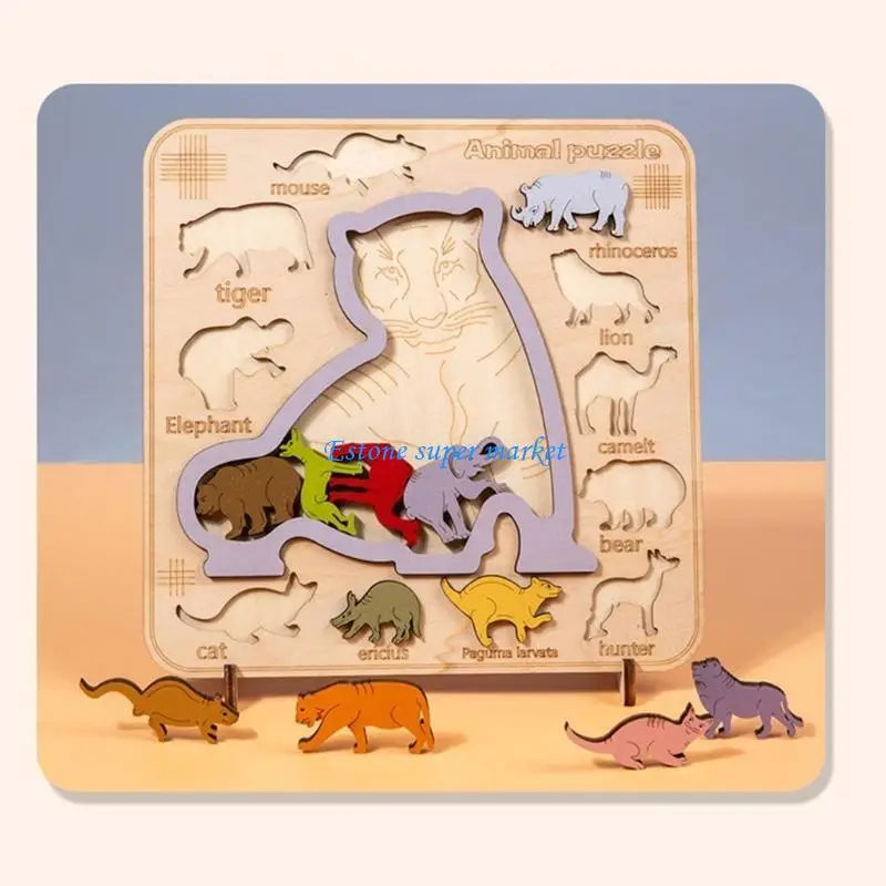 090b Toddler Animal Puzzle Matching Board Game Board Toy Kindergarten Givert Gift