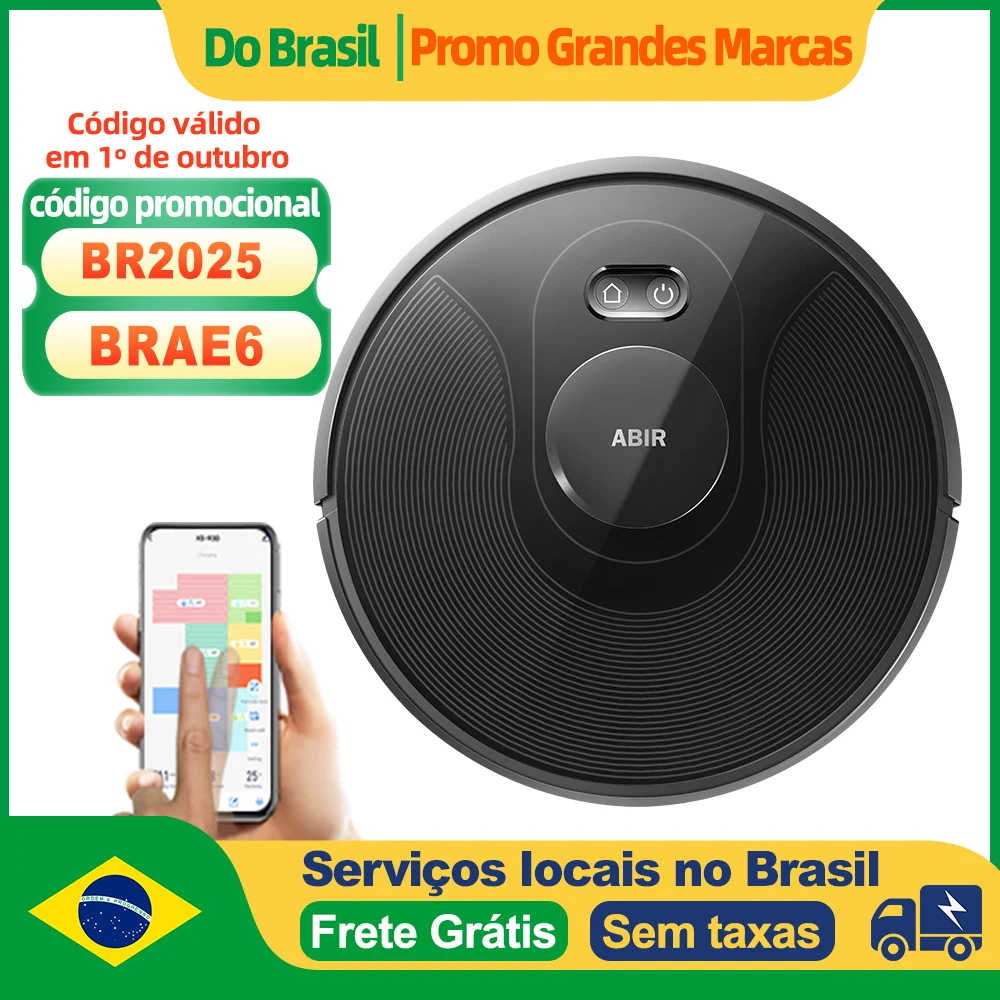 (Código promocional: BR2025)Robô aspirador de pó ABIR X8, navegação a laser lidar, 6500pa sucção, multi-assoalho mapa, Esterilização UV, y forma molhado esfregar, app zonas não-go, Exclusivo Sensor TOF