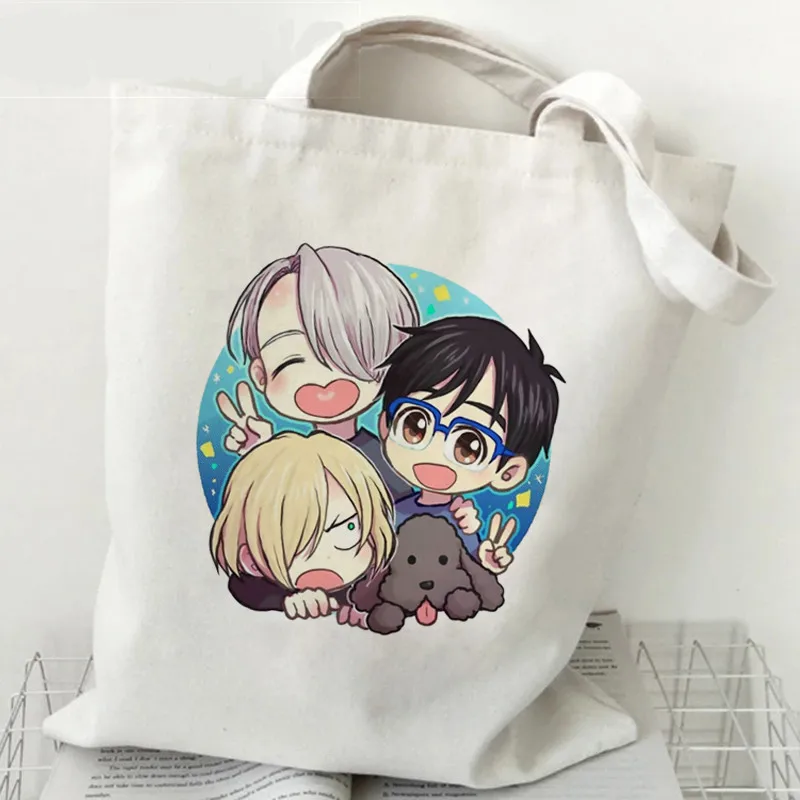 Fashion Yuri on Ice Anime Women\'s Shoulder Bag Casual Tote Eco-friendly Large Capacity Portable Travel Shopping Bag Schoolbag