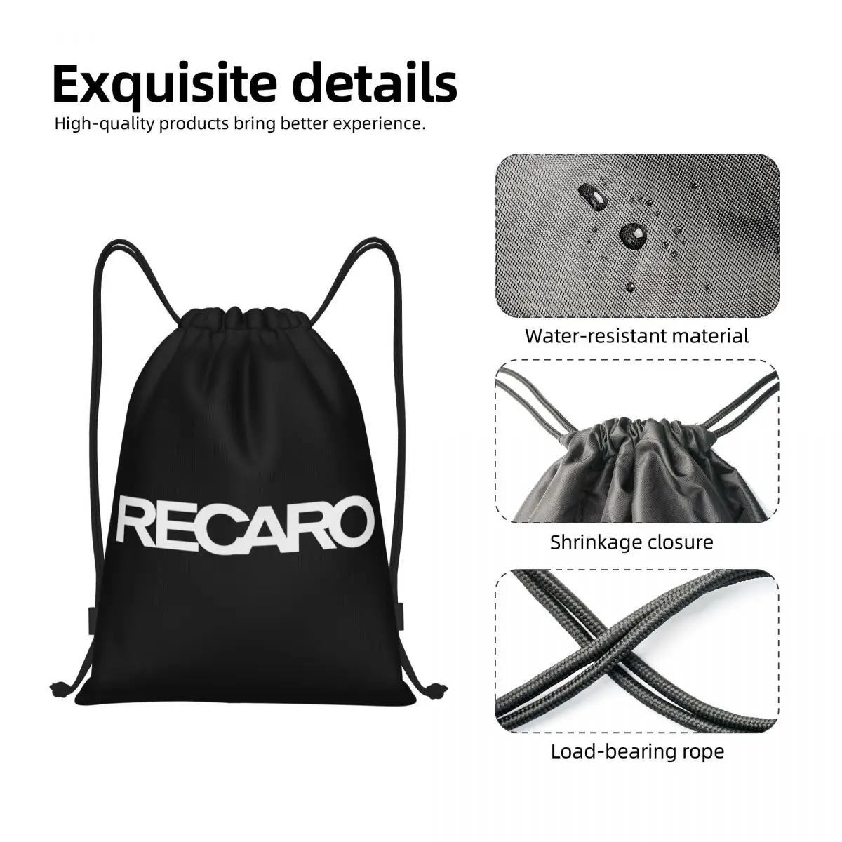 RECARO-mochila con cordón y logotipo personalizado para hombre y mujer, morral deportivo plegable para gimnasio, bolsa de compras