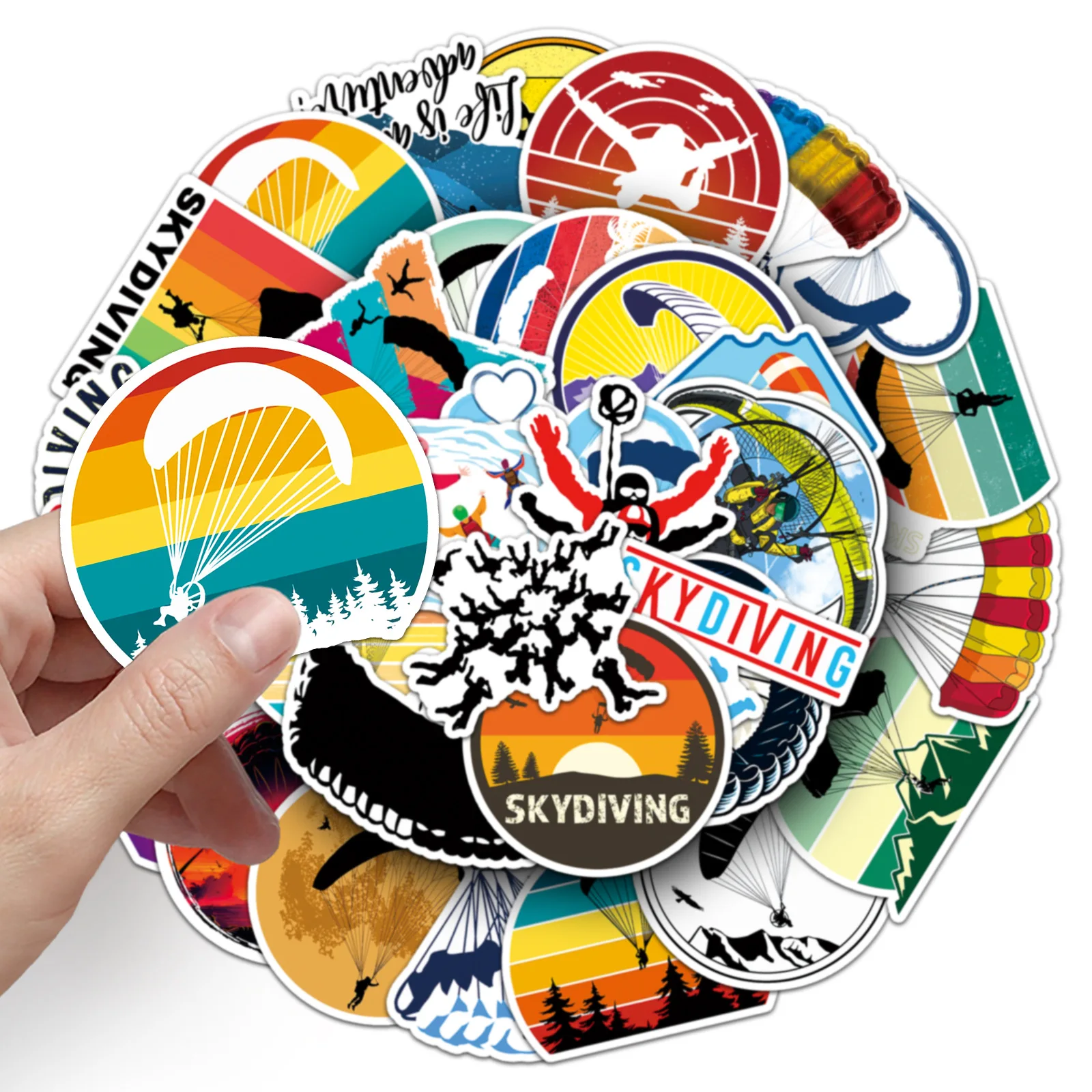 50-100PCS Skydiving Graffiti Stickers Creative Extreme Sport Waterproof Decals for Water Bottle Skateboard Luggage Outdoor Decor - view 6
