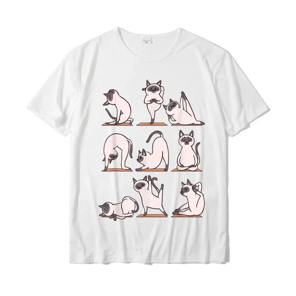 Funny Men Clothing Women Tee Casual Graphic T Shirts Unisex Siamese Cat Yoga T-Shirt Geek Top T-Shirts for Men Prevailing funny