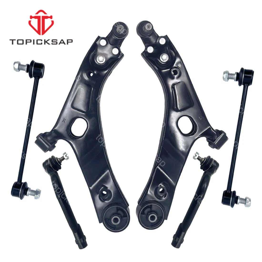 TOPICKSAP Front Lower Control Arms Ball Joints Tie Rod Sway Bar 6pcs Kit for Hyundai Tucson Kia Sportage 2010 - 2013