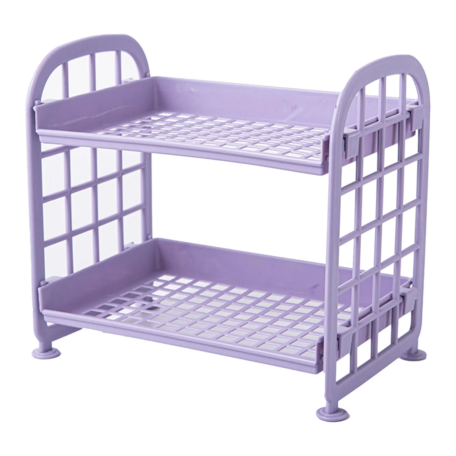 Desktop-opbergrek 2-laags opvouwbaar, sterk draagvermogen, bureauplankorganizer voor cosmetica, badkamer, keuken, 2-laags desktoprek