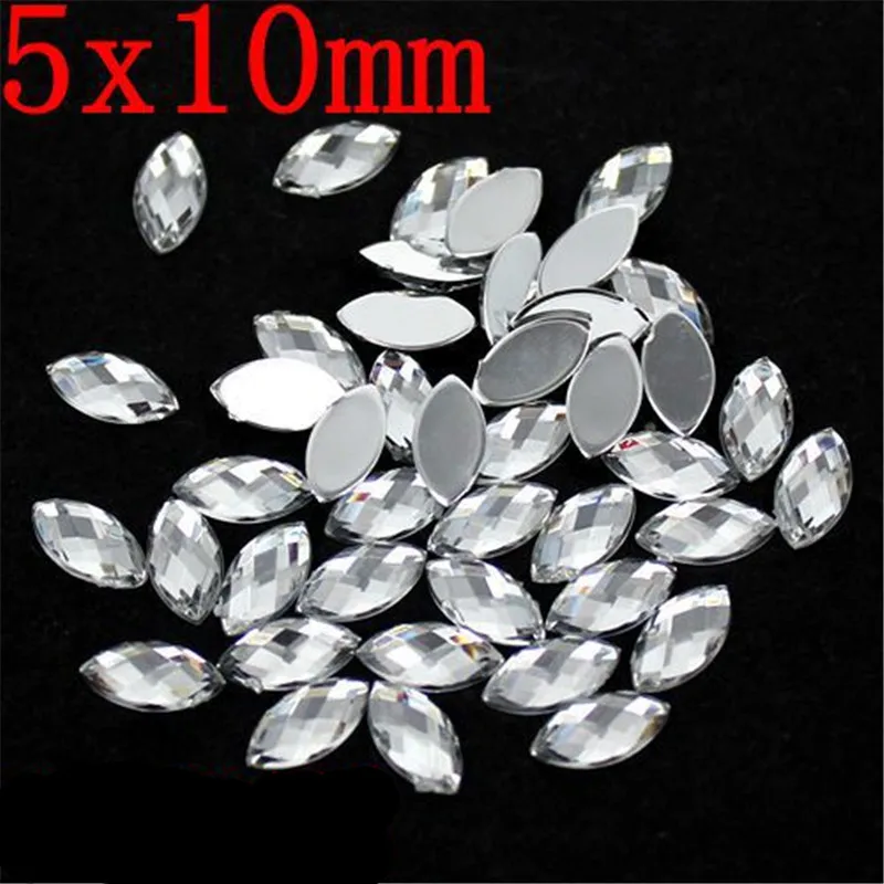 5x10MM 100Pcs/bag Clear Transparent Crystal Acrylic Colored Horse Eye Rhinestone Diy Nail Art Decorative Accessories