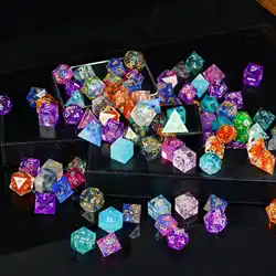 10Pcs/Set Bulk Sharp Edge Dice 7Pcs/Set Random D4 D6 D8 D10 D12 D20 Polyhedral Dice for D&D Role Playing Game Board Games Lover