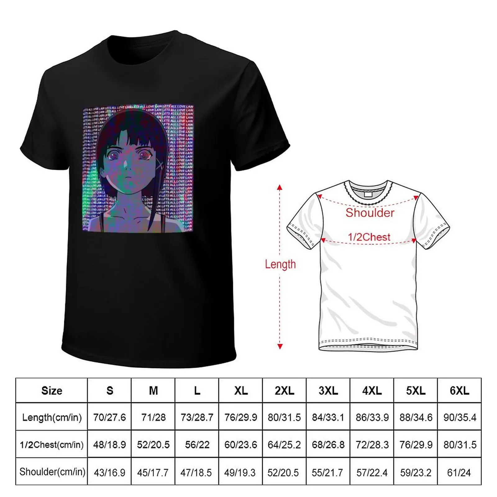 LETS ALL LOVE LAIN - SAD JAPANESE ANIME AESTHETIC GLITCH VAPORWAVE 2 T-Shirt Casual Pattern Print Tee Shirt