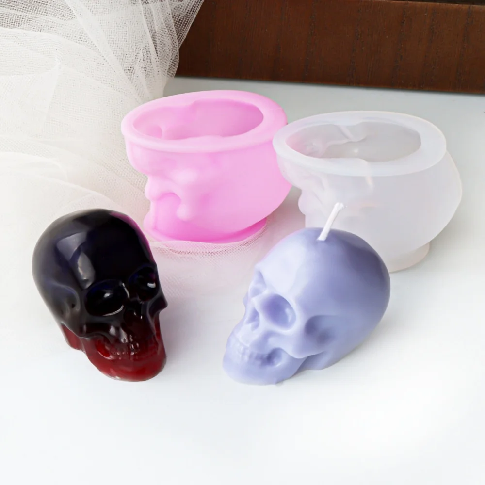 3D Menschlicher Schädel Kerze Silikonform Halloween Schädel Gips Kristall Kleber Seife DIY Feste Silikonform Einzigartiges Wohnkultur Geschenk – Detail 5