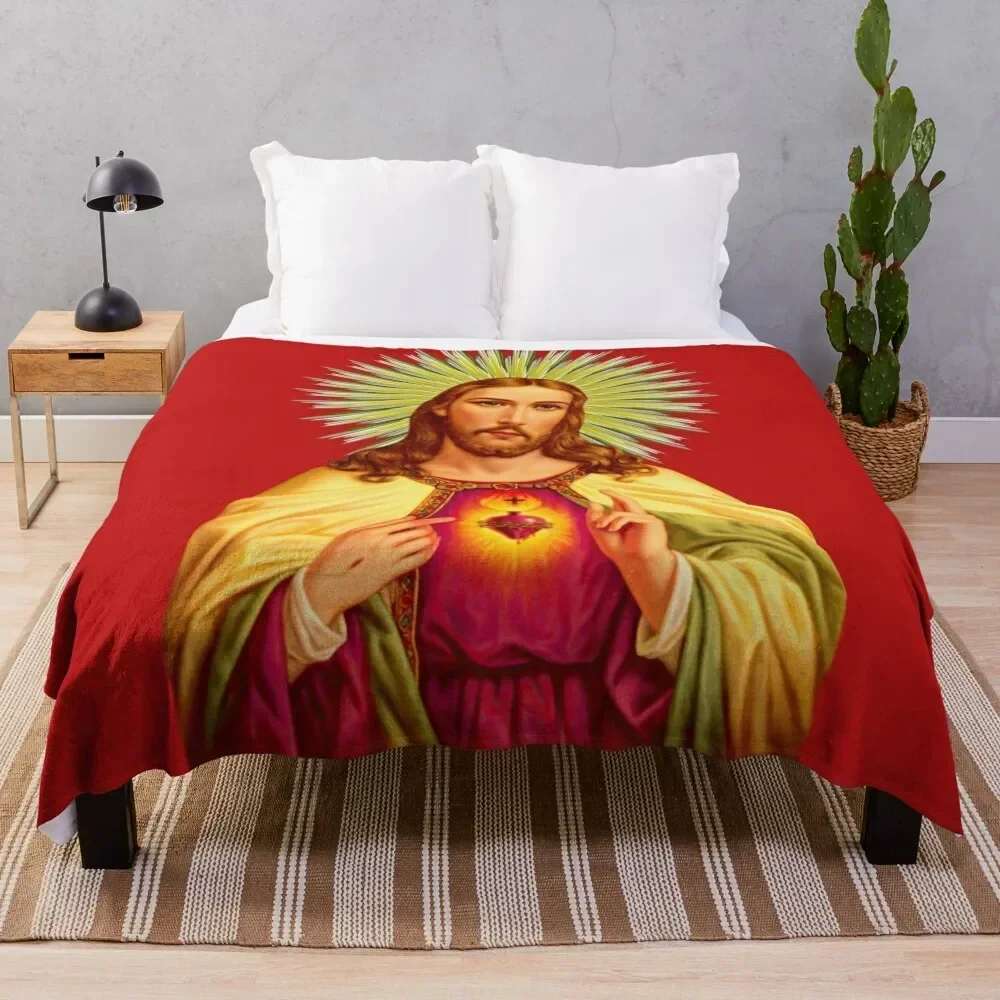 Sacred Heart of Jesus Catholic Detente Sagrado Corazon de Jesus Throw Blanket Thermal Furry Blankets