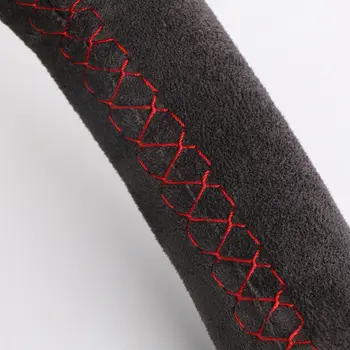 Tmavě šedý potah volantu pro Peugeot 206 1998-2005 206 SW 2003-2005 206 Měkký semišový kožený volant, ručně šitý 10 nejlepší prodej kryt volantu pro Peugeot 206 - №6