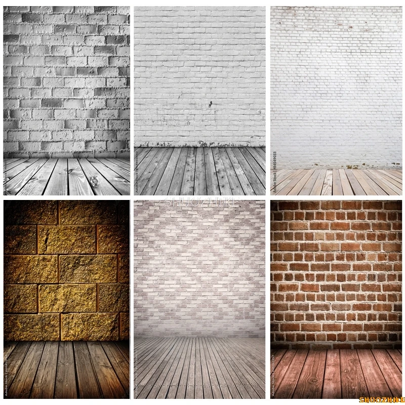 

SHUOZHIKE Thin Cloth Vintage Brick Wall Wooden Floor Photography Backdrops Graffiti Photo Background Studio Prop DCR-12