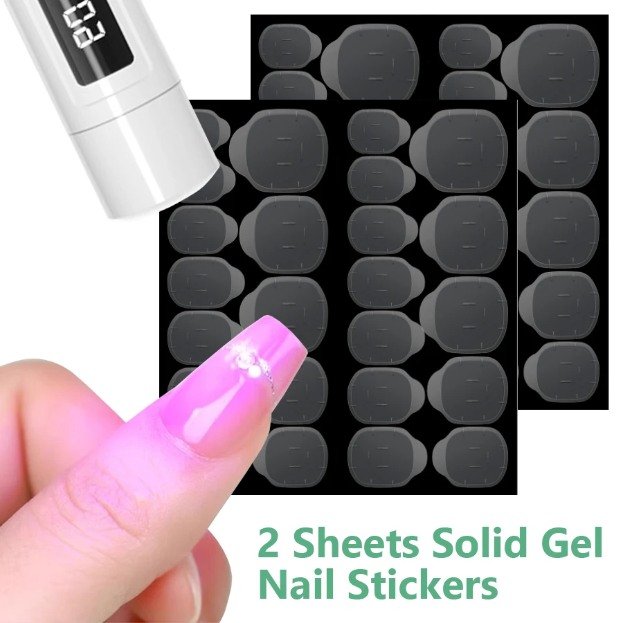 2 Stück ultradünne Gelee-Nagelaufkleber, solide Gel-Wraps, langlebig, zum Aufdrücken von Nägeln, Maniküre, falsche Nagelwickel – Detail 1