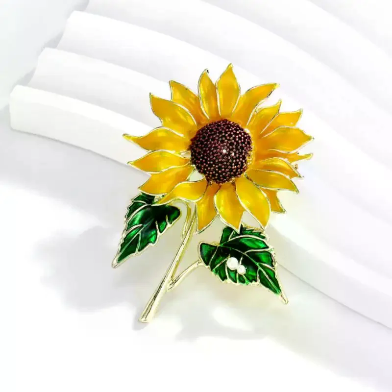 Stylish Unique Sunflower Brooch For Women Elegant Flower Corsage Wedding Party Daily Clothing Jewelry Accessories Gift