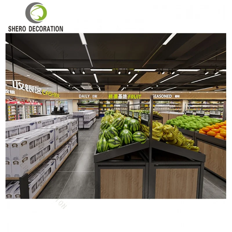 Custom.Factory بيع سوبر ماركت الأثاث الخشبي سوبر ماركت عرض الرف سوبر ماركت التصميم الداخلي