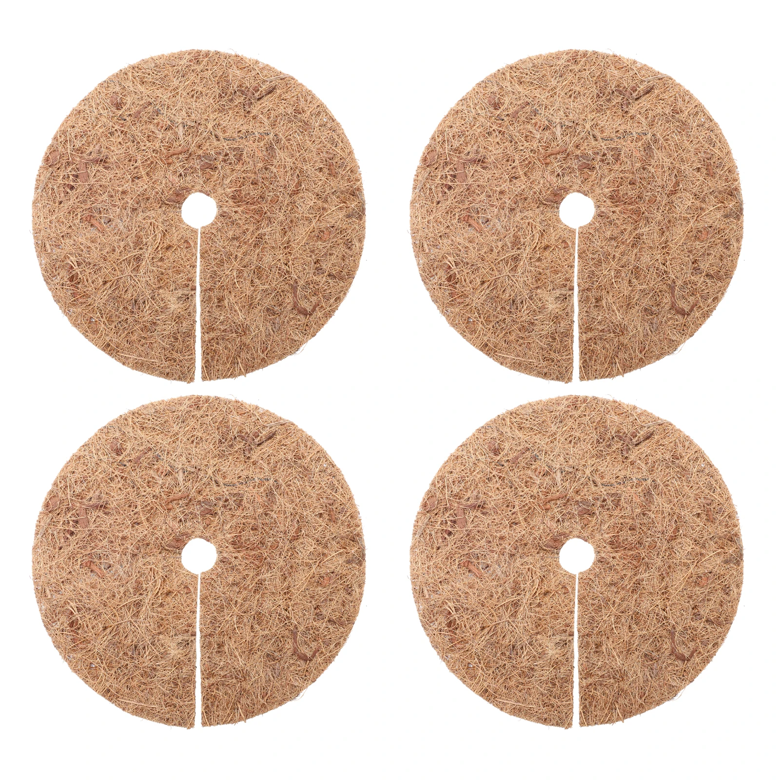 4Pcs Eco-Friendly Coconut Fiber Cushions Plant Protective Mats Round Design Breathable Mulch Flowerpot Control Anti-Grass Pad
