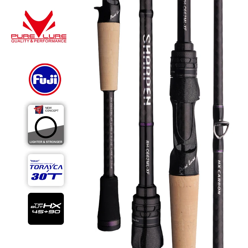 PURELURE SHARPEN Soft Lure Long Spinning and Casting XF/MF Action Rods FUJI Components Bass Pike Rod Fishing Reel Spinning Reel