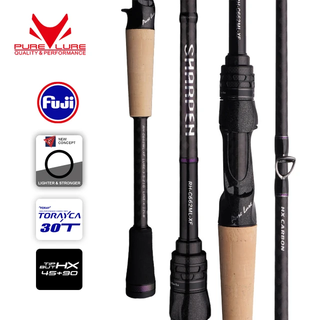 PURELURE SHARPEN Soft Lure Long Spinning and Casting XF/MF Action Rods FUJI Components Bass Pike Rod Fishing Reel Spinning Reel