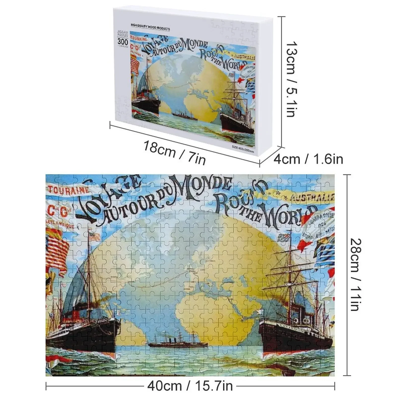 Around The World in 80 Days; Vintage Jules Verne Print Jigsaw Puzzle Animal Wooden Adults Puzzle