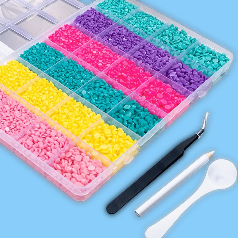 

6 Colors 3/4/5mm Jelly Resin Rhinestone Set with Tools for Non Hotfix Round Shiny Rhinestones DIY Clothing Crafts Decoration