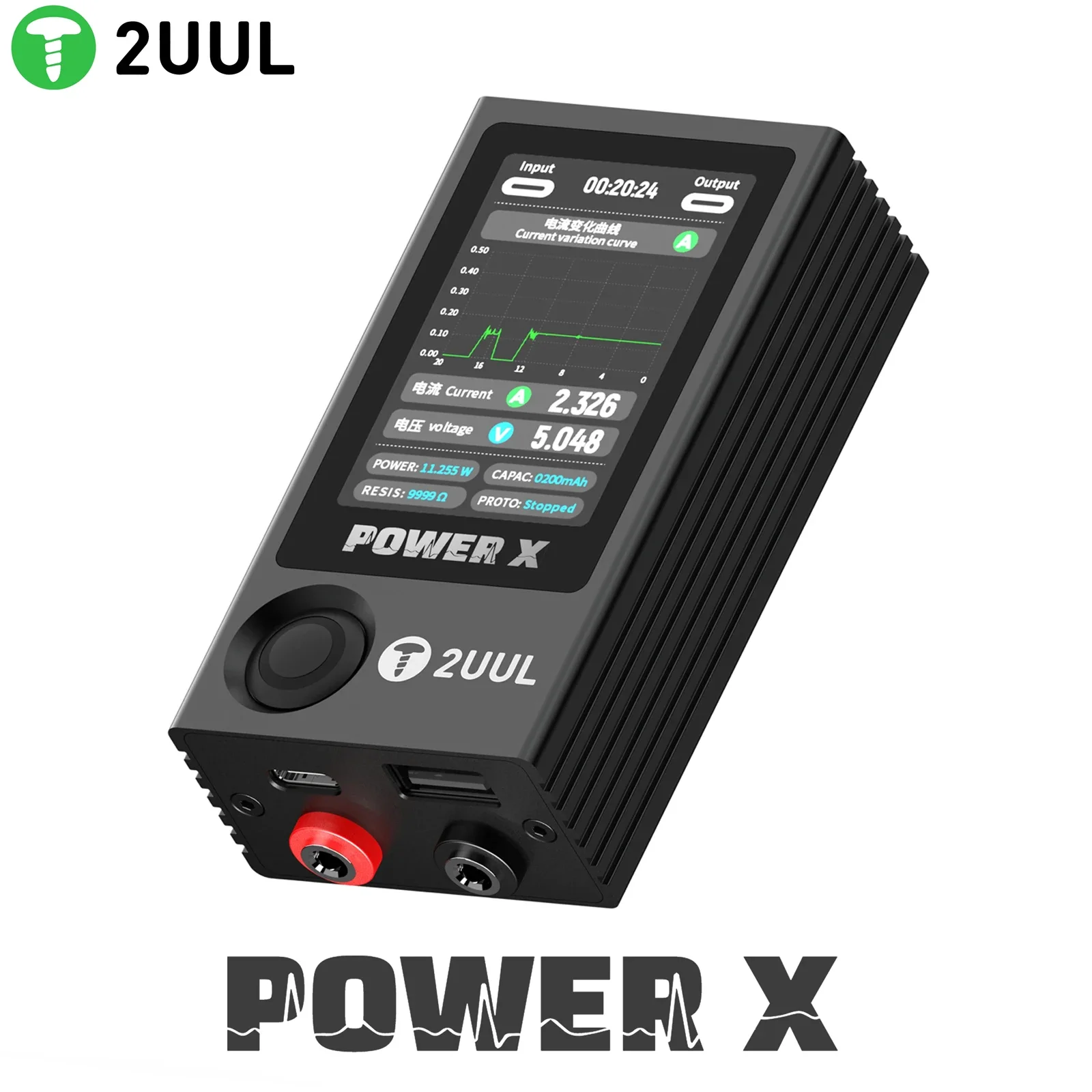 

2UUL New PW11 Power X High Refresh Screen Ampere-Voltage Meter Digital display Multi mode operation, Integrated heat dissipation