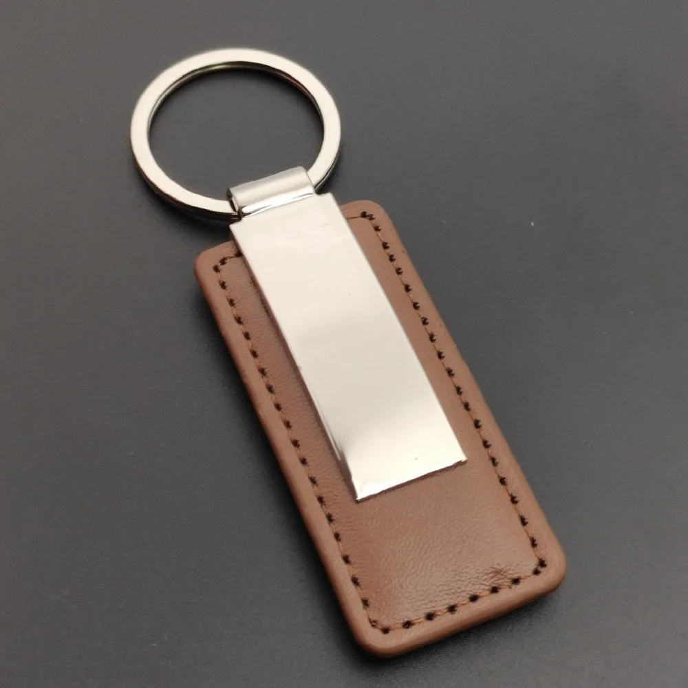 Leather Keychain with Zinc Alloy Plate Car Keyring Bag Charm Fashion Creative Key Chain Ring for Men Women Accessory Gift