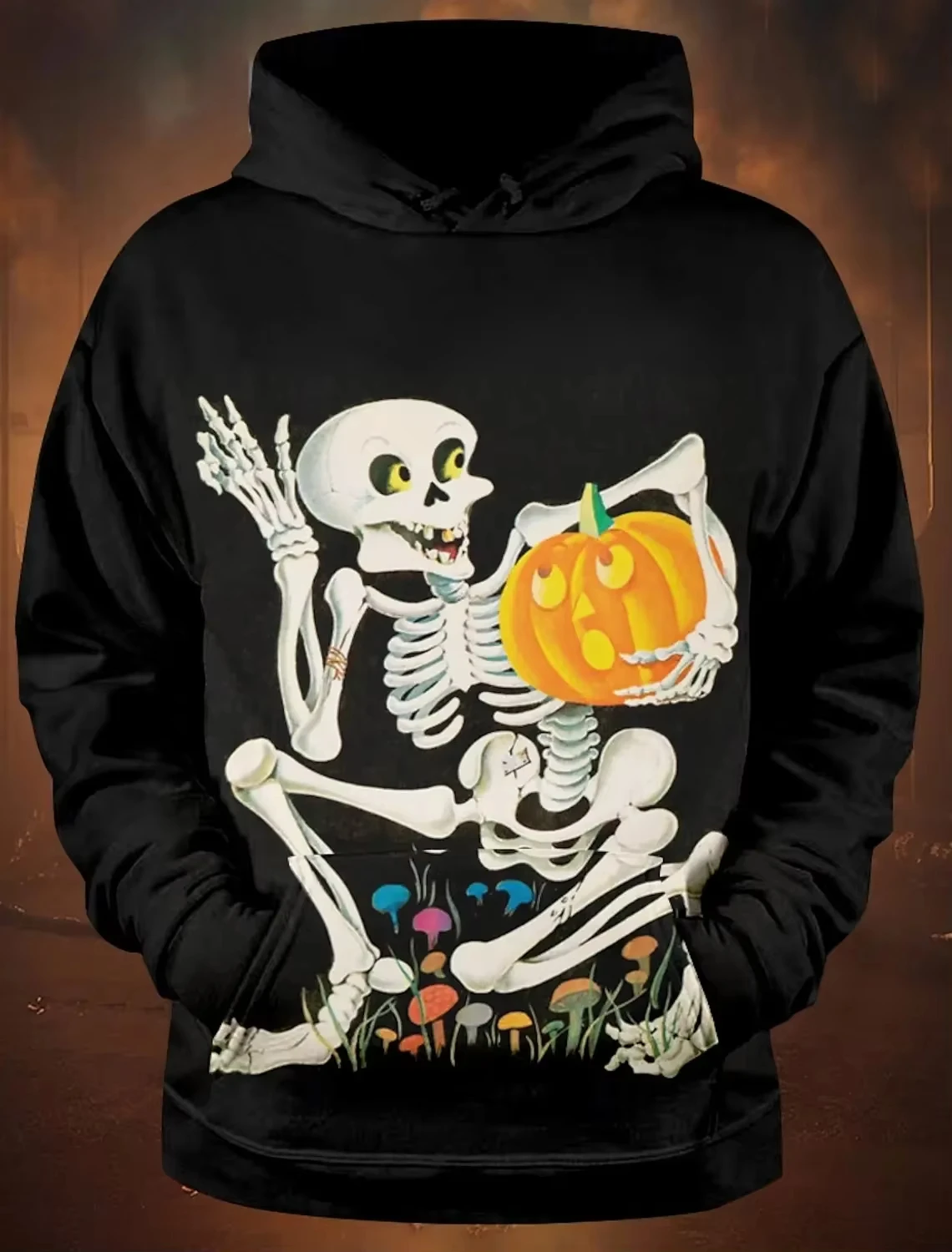

Autumn Winter Halloween Men's Hoodie Skull Pumpkin Printing Classic Casual Couple 3D Pullover Holiday Out Long Sleeve Hoodies