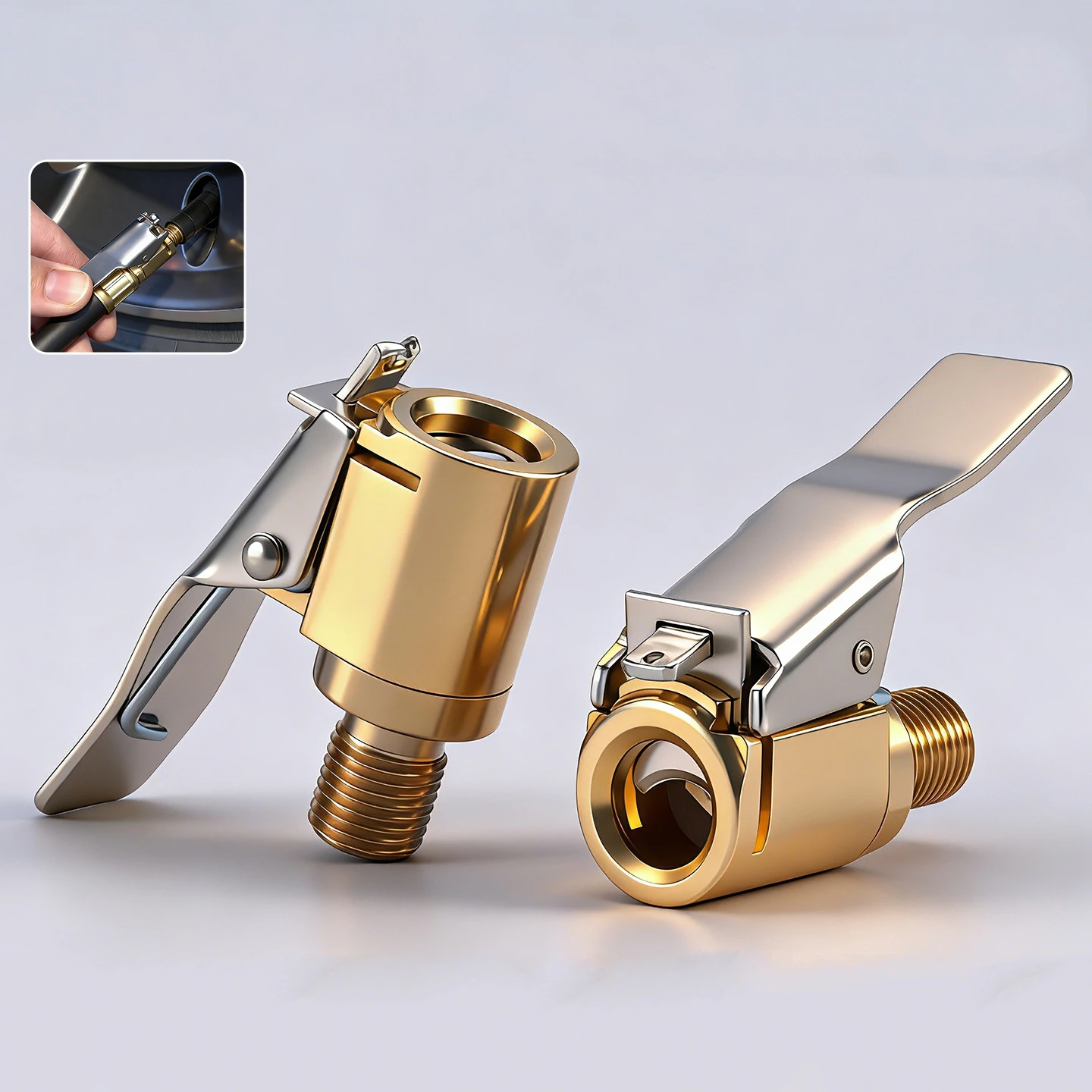 Brass Locking Tire Air Chuck,Tire Inflator Hose Adapter for Twist On Connection Convert to Lock On, No Air Leakage Air Compress