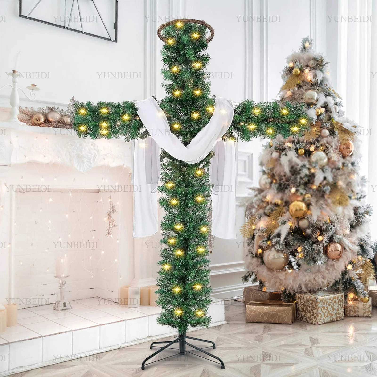 Kreuz-Weihnachtsbaum aus PVC-Material, abnehmbarer künstlicher Weihnachtsbaum, christliche religiöse Familien-Weihnachtsdekoration für Ostern. – Detail 7