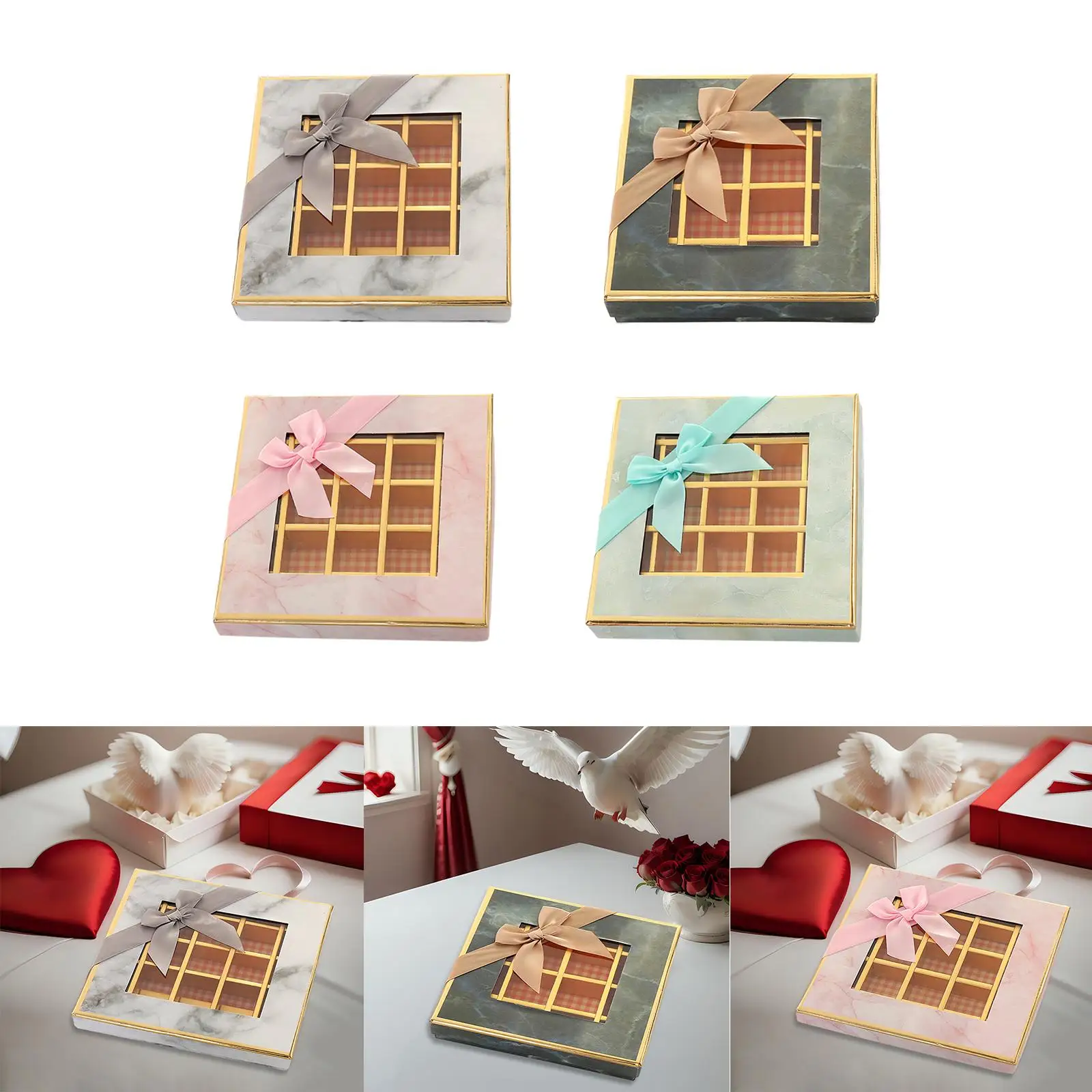 9/25 Grids Chocolate Display Box Trendy Candy Box for Wedding Holiday Valentines Day Christmas  Party Supplies