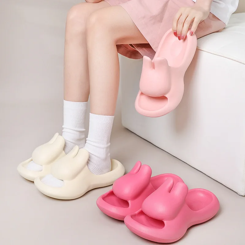 

Fanceey Cute Rabbit Slippers EVA Summer Women's Sandals Outdoor Thick Bottom Indoor Home Flat Sandals Ins Style Home Beach Shoes