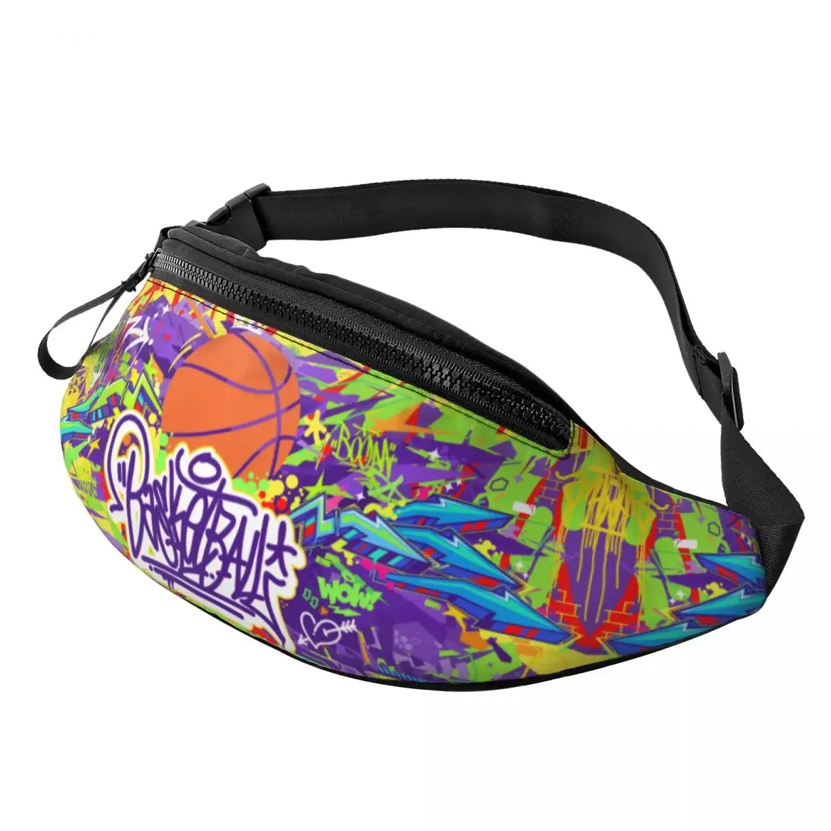 Custom Trendy Hip Hop Urban Street Art Graffiti Style Fanny Pack Men Women Crossbody Waist Bag for Running Phone Money Pouch