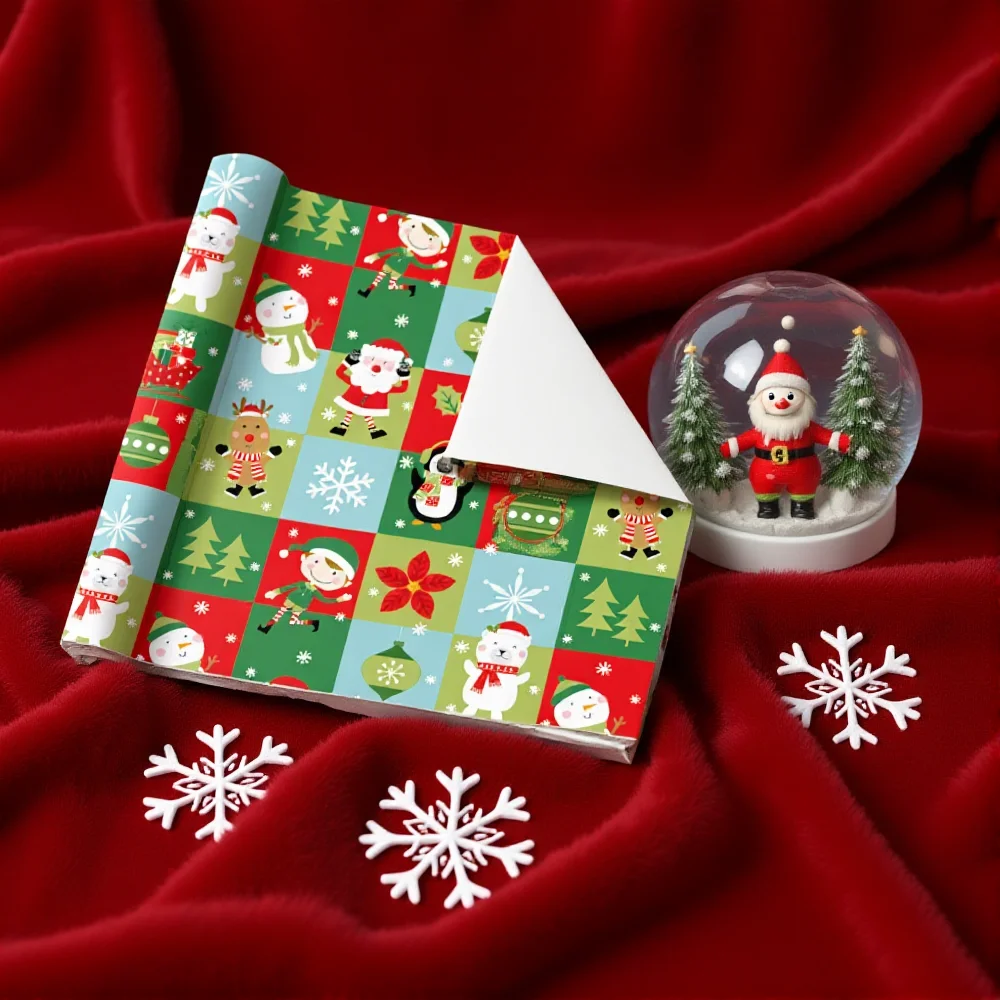50x70cm Christmas Gift Wrapping Paper Santa Claus Snowman Xmas Tree Pattern Flower Bouquet Packaging DIY Craft Decoration Paper